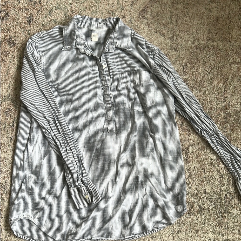 Women’s Striped Blue Linen Shirt
